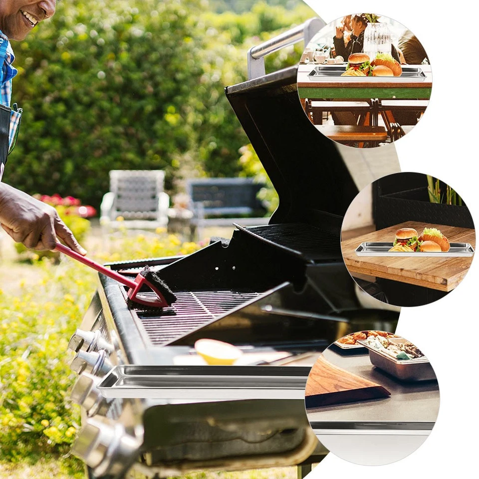  Kuchenteller Rechteckig Edelstahl Behälter Obstteller Essenstablett Aus - Bild 2 von 4