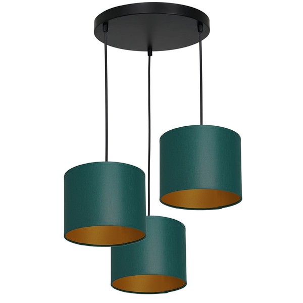 Pendelleuchte Wohnzimmer Petrol Gold Stoff Metall 45 Cm E27 HäNgelampe Blendarm-image