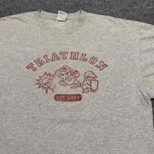 Vintage Super Mario Bros T Shirt Mens XL Gray Triathlon Zelda 2000s Video Games