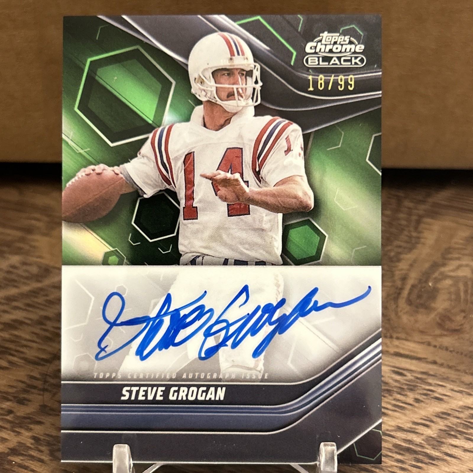 2023 Topps Composite - Topps Chrome Black Auto Steve Grogan Green Refractor /99