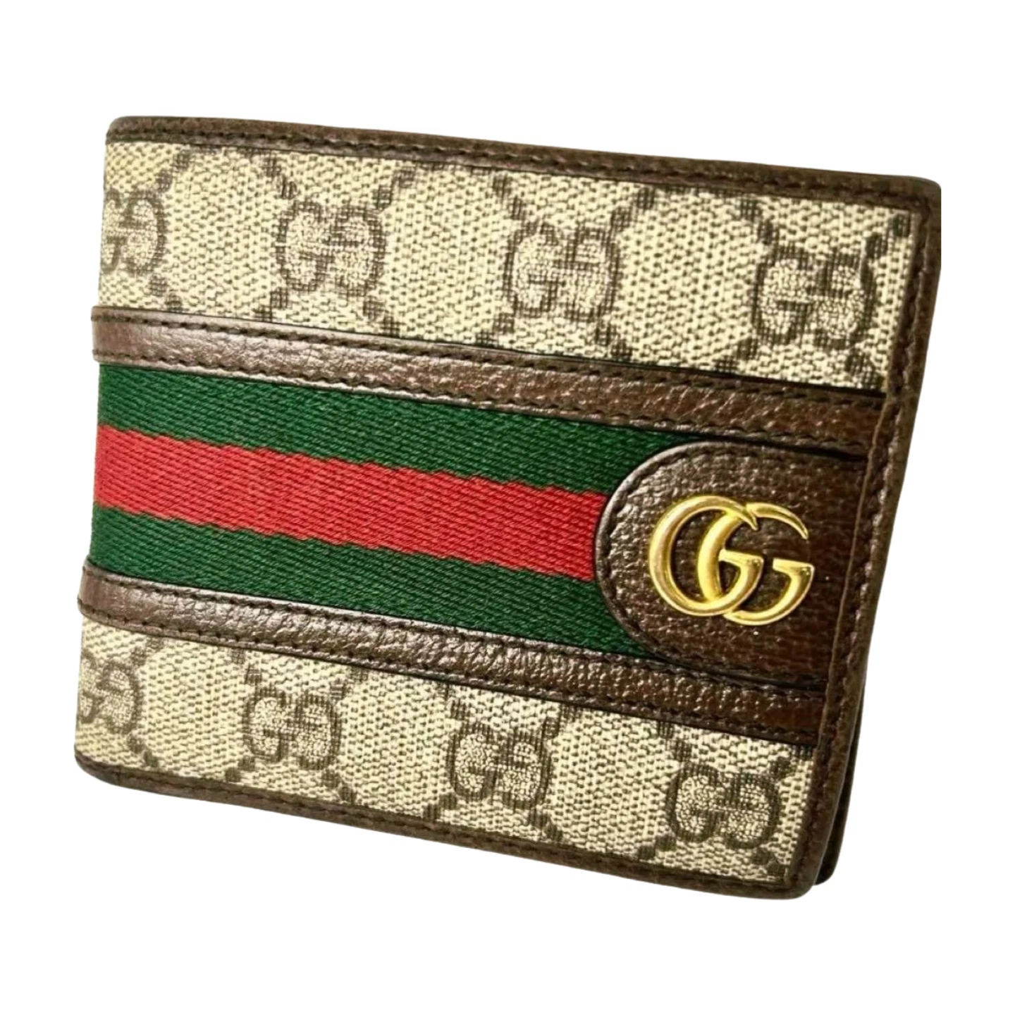Portefeuille Gucci GG Supreme à deux volets 597609 toile marron PVC papier unisexe occasion