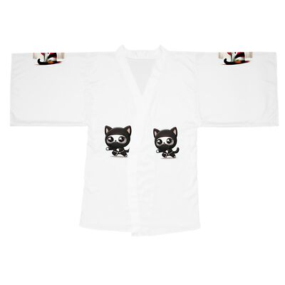 Ninja Kitty Cat Long Sleeve Kimono Robe - Soft & Cozy All-Over Print