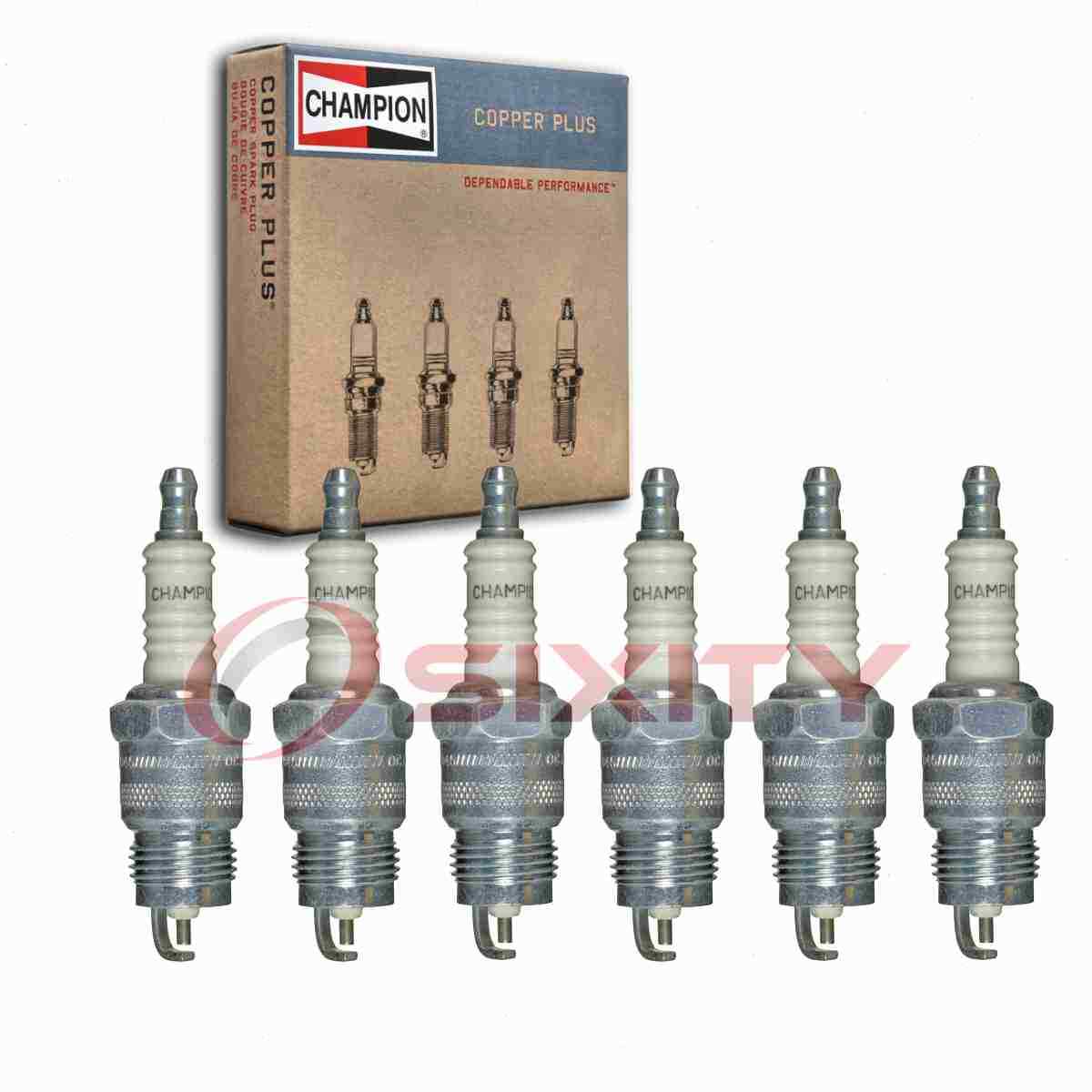 6 pc Champion Copper Plus Spark Plugs for 1987-1996 Ford F-150 4.9L L6 et