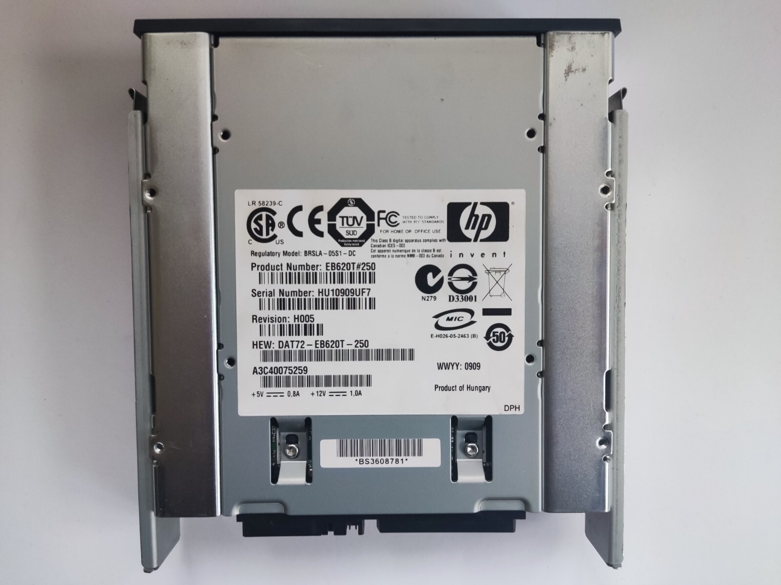 HP StorageWorks DAT72 EB620T Tape Drive DAT72EB620T250 BRSLA05S1DC