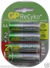 GP Recyko AA NiMH Pre-Charged Rechargable 1.2v 2100mAh 4 Batteries