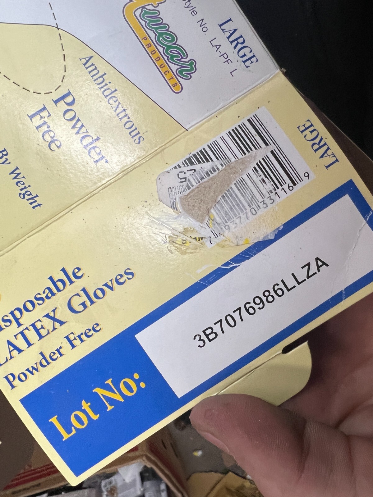 Box of 100 Comfitwear Disposable Powder-Free Latex Gloves Size Large, LA-PF L