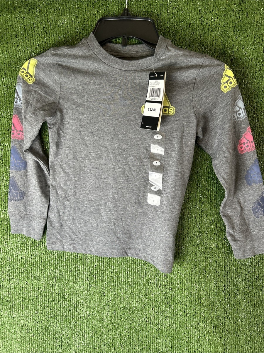 adidas Boys' Long Sleeve Cotton Small Bos Logo T-Shirt Size