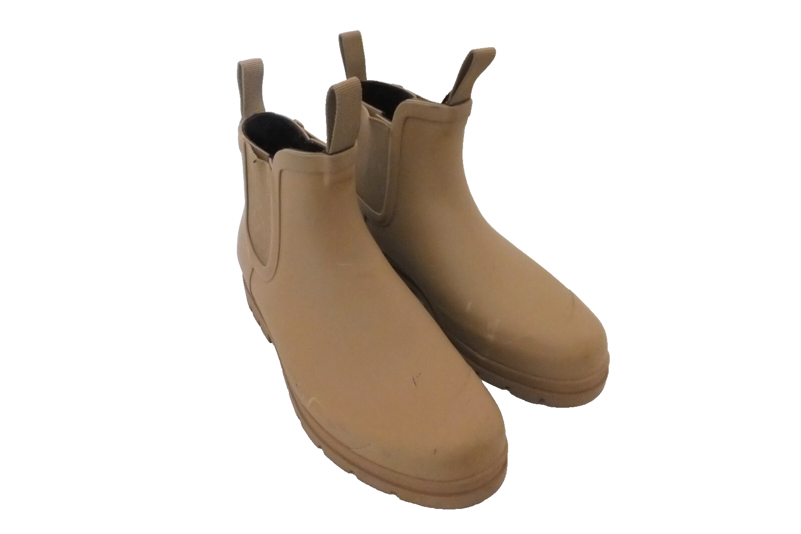 Everlane Beige Ankle Rain Boots for Women Size 9 Low Heel Pull-On Tan Fall Spring-image