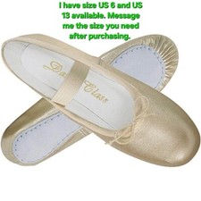 Dance Class B902 Womens Metallic Gold Soft Leather Dance Shoe Size US 6 US 13