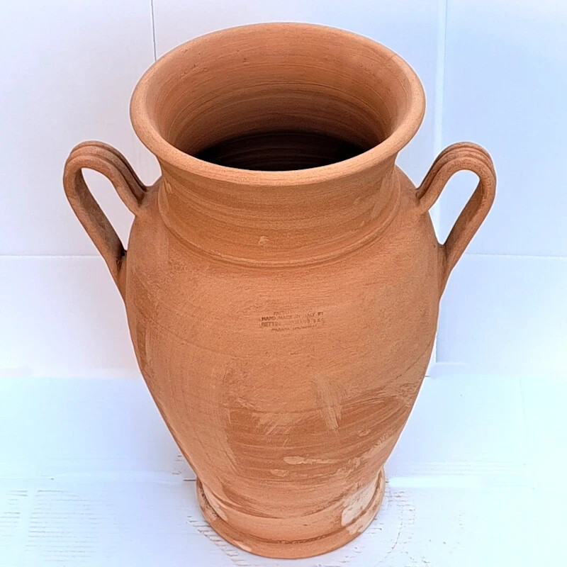 Portaombrelli Anfora Orcio Cm 50 con manici rigati vaso terracotta fatto a mano