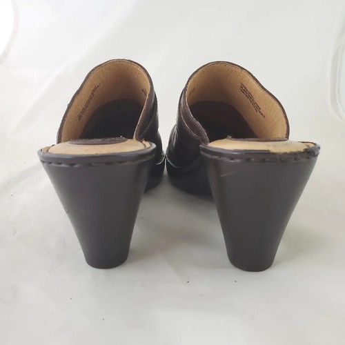 Born Brown Leather Clog Mules Slide Wedge Shoes Size US 10 W6173 - Picture 6 of 9
