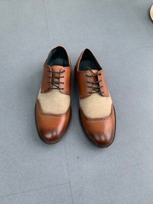 Schuhe Toecaps Two-Tone Lederschuh Größe 45 mit Stoffeinsatz Original Penguin