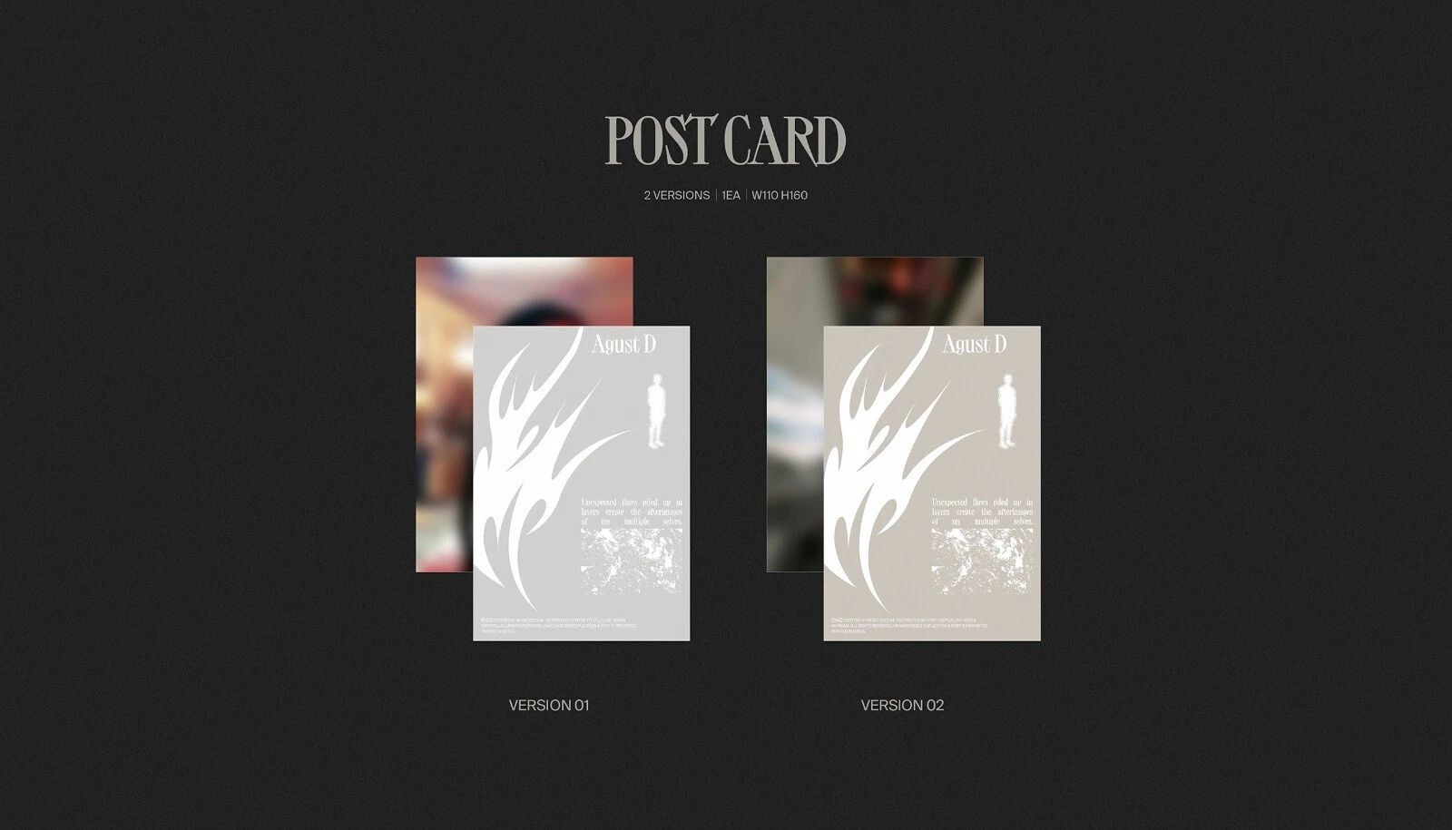 Agust D SUGA BTS album D-DAY CD+Book+Card+Lyric+Scanimation+Poster+Sticker+Gift box with white moon and wave design.