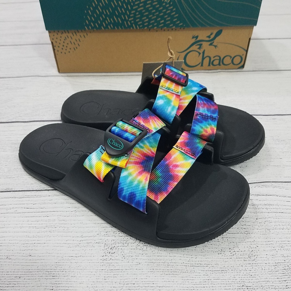 Chaco Chillos Slide Sandals Womens Size Dark Tie Dye