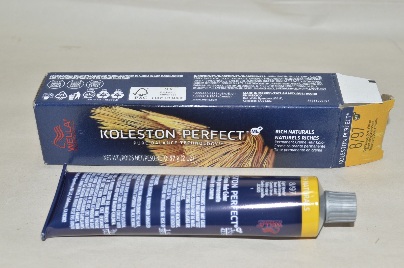 Wella Koleston Perfect 2 ounce ---- LIGHT BLONDE/CENDRE BROWN 8/97
