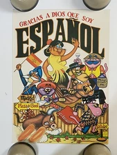 Espanol Vintage Poster Original Pro Arts 1978 Spain Cartoon Characters Drawing