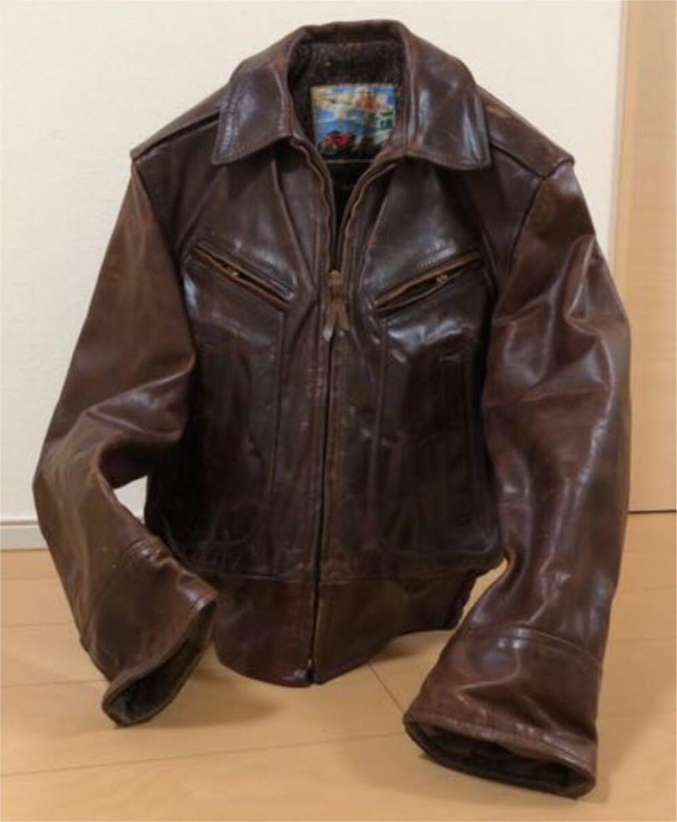 希少 AERO LEATHER Co ジャケット　ホースレザ アルパカウール38 AERO LEATHER size 38 Horse Leather flight jacket brown
