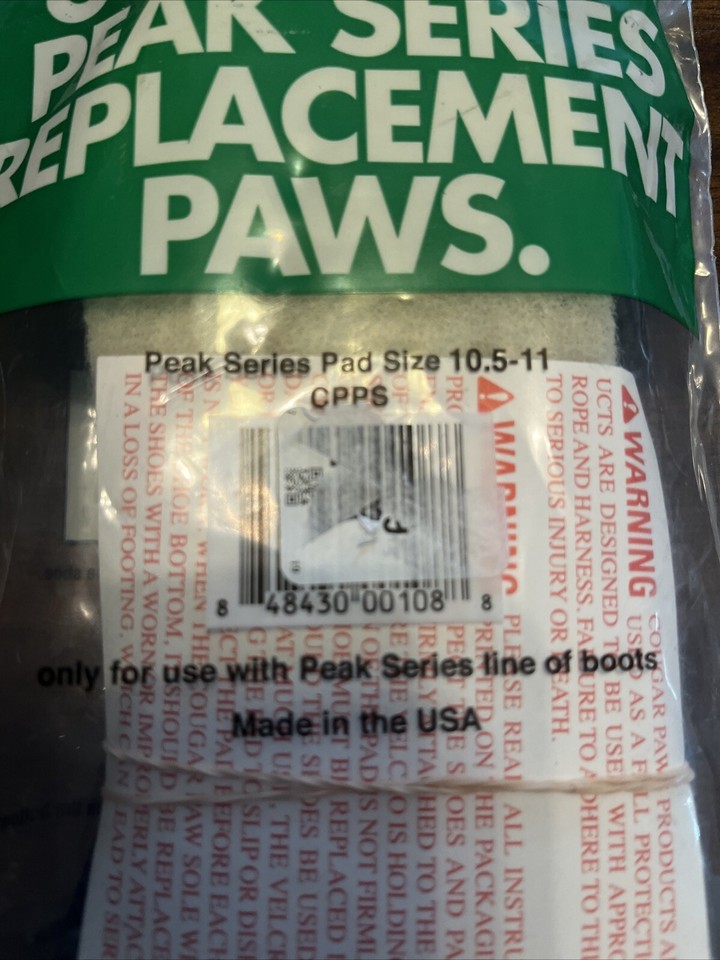Cougar Paws Peak Performance Boot Replacement Pads Pair Size 10.511