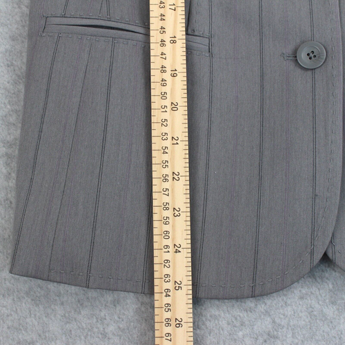 Chaqueta Blazer Attention Para Mujer Talla 12 Gris Forrada a Rayas Manga Larga - Imagen 5 de 8