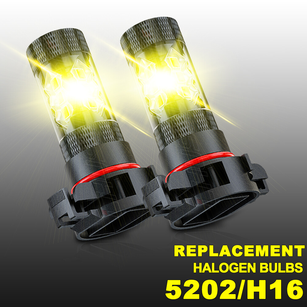 Pair Of Bright Green 5202 LED Fog Light Bulbs – 5201/5200S/PS24WFF Compatible, 30,000 Hrs, 6-Month Warranty