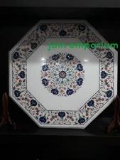 18'' White Marble Table Top malachite dining Coffee Center Inlay blue Lapis hi2