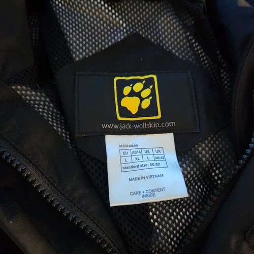 Men's Jack Wolfskin Jacket Outdoor Breathable Windbreaker Black Size Large - Picture 11 of 11