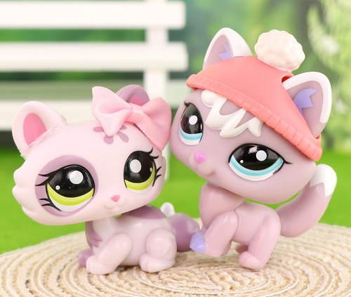Lote de 2 LPS Little Pet Fox #2400 Gato agachado #1628 Juguete Coleccionar Niños Mascotas Niña - Imagen 2 de 4