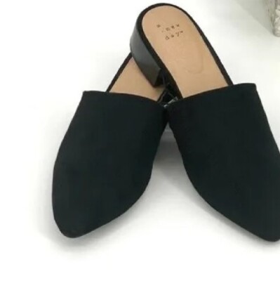 A New Day  ~ CODI ~ Size 5.5 ~ Black ~ Faux Suede ~ Mules ~ Slip On Shoe
