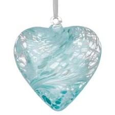 March Birthstone Aquamarine Heart Glass Hand Crafted Glass Ornament Gift