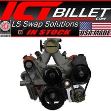ICT Billet LS Truck - Billet Low Mount Alternator Bracket Kit w/ Pulley