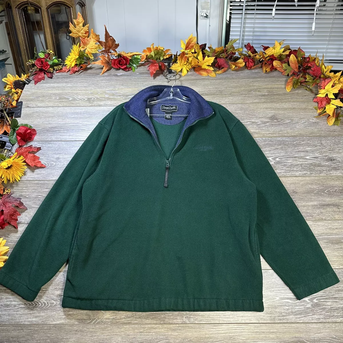 Ocean Pacific Sweatshirt Size Large Men Green 1 4 Zip Pullover Pockets Pullover