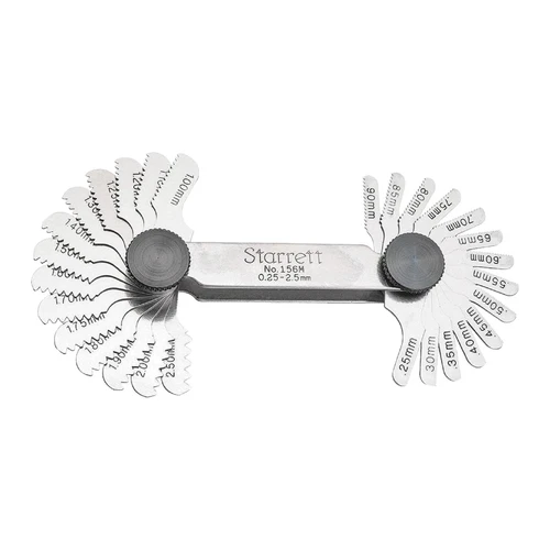 STARRETT 156M .25 - 2.5mm Pitches Range, 60Deg Angle Screw Pitch Gage