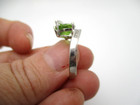 14K White Gold Trillion Checkerboard Peridot & Diamond Ring Size 7 [R203] — photo 7