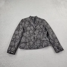 Le Suit Separates Blazer Womens 8P Petite Flower AOP Floral Button Long Sleeve