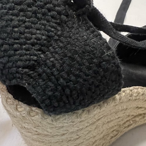 Eric Michael espadrille wedge black embroidered sequin sandals women's 7 size 38 - Picture 6 of 9