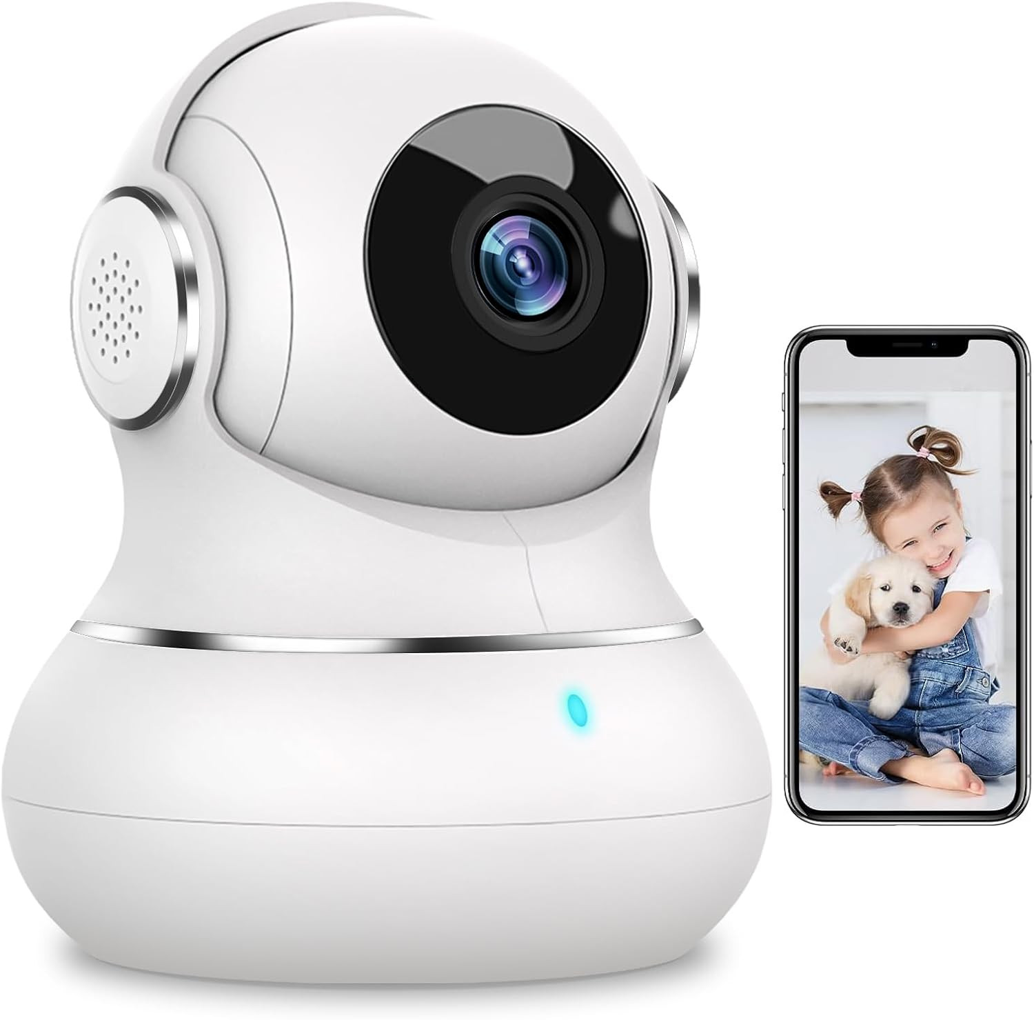 Security Camera Indoor 2K, 360 Pan/Tilt Cameras for Home Security with Motion De