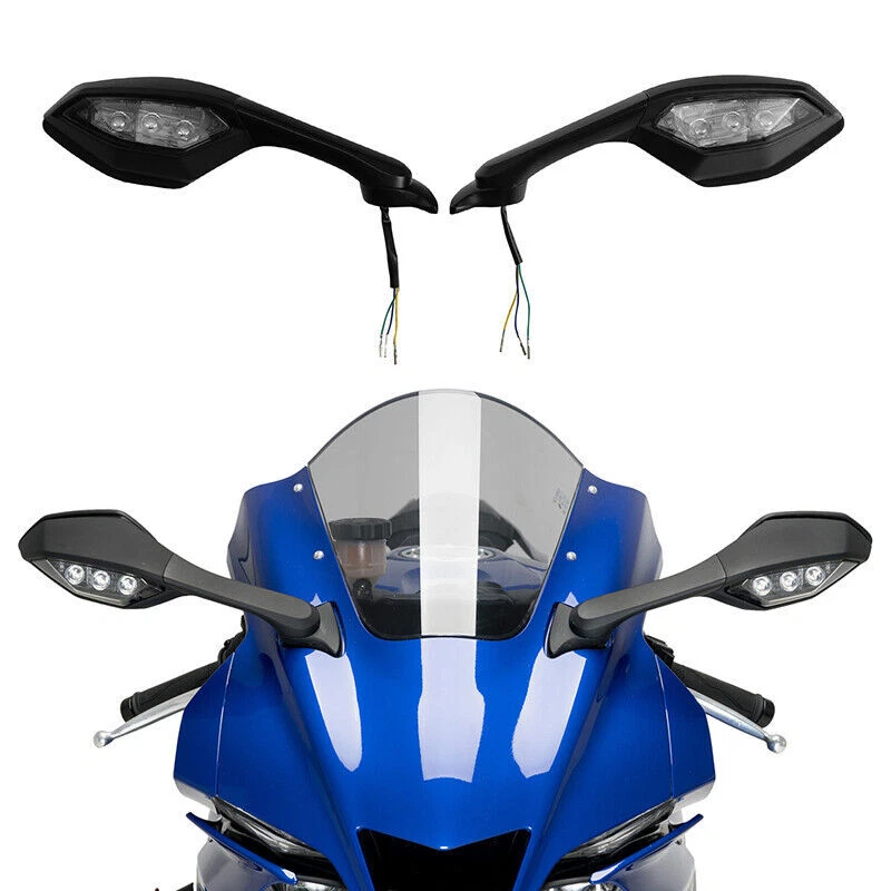 Espejos retrovisores LED señales de giro para Yamaha YZF R1 2015-2024 YZF R6 2017-2022 Foto 2 de 4