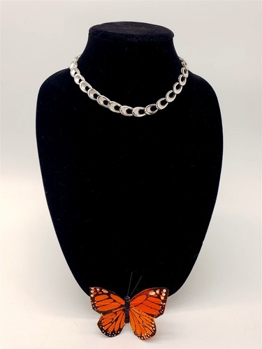Trifari Choker Necklace, Beveled "C" Curb Chain 15-3/4", Vintage - Picture 19 of 22