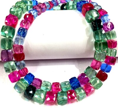 AAAA++QUALITY Extremely Beautiful Multi Beads Faceted Cube Shape Gemstone Beads.