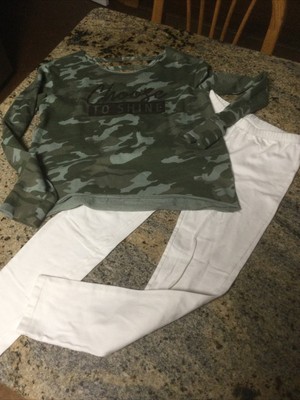 Girls Justice Camo Long Sleeve Top And 