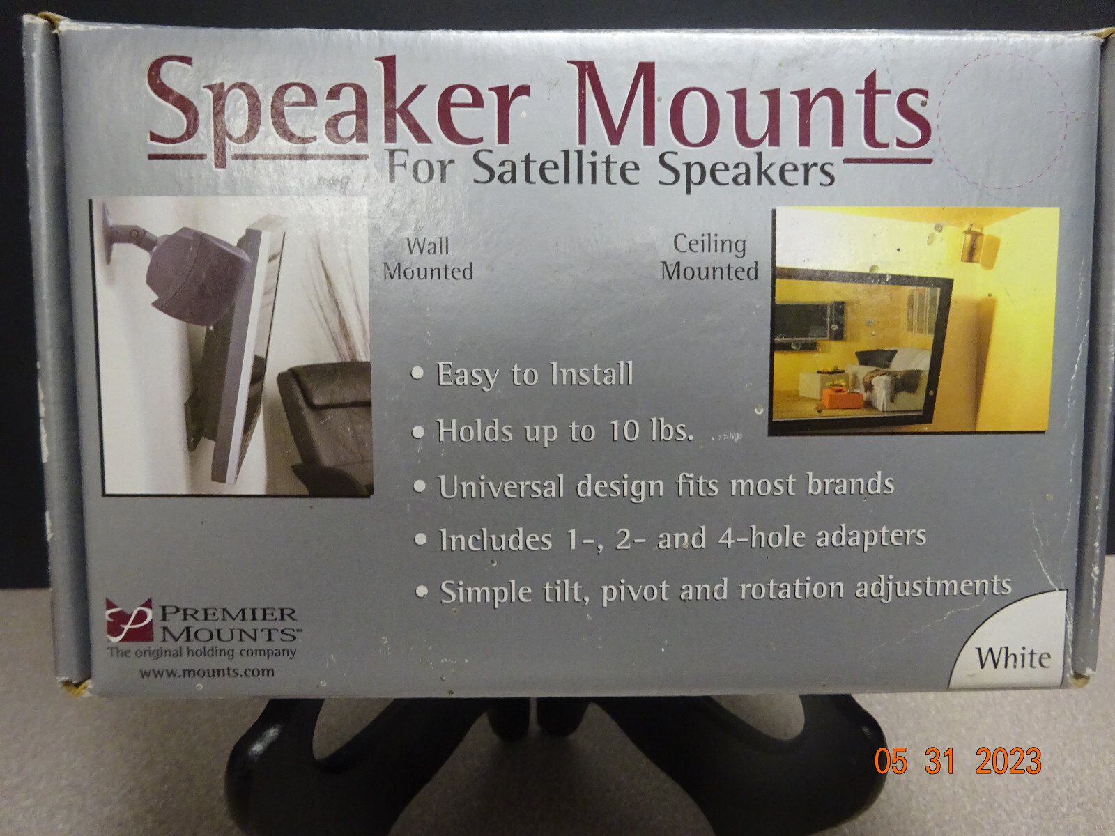 Premier Mounts PSPK-2W Univ Satellite Speaker Mounts for Walls/Ceilings White