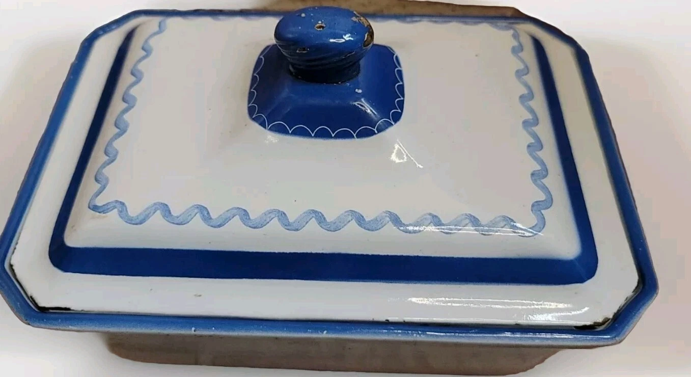 Klafrestrom Cast Iron Enamel Dutch Sweden Blue & White French Country Chippy
