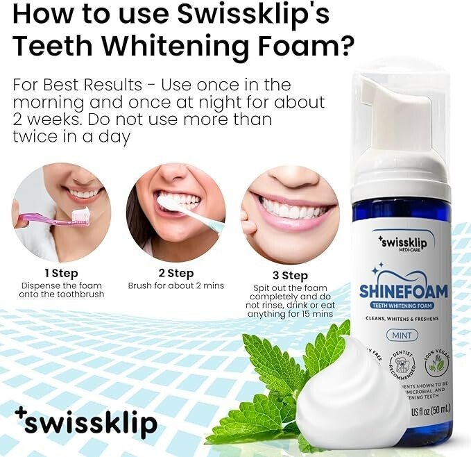 Swissklip Teeth Whitening Foam Mint Flavor Whitening Toothpaste