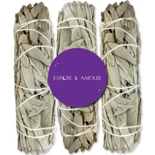 California White Sage 4" Smudge Sticks for Spiritual Healing & Cleansing 3 Pack