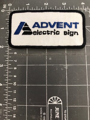 Vintage Advent Elektrisch Zeichen Logo Aufnäher Aes Werbe Neon Beleuchtete
