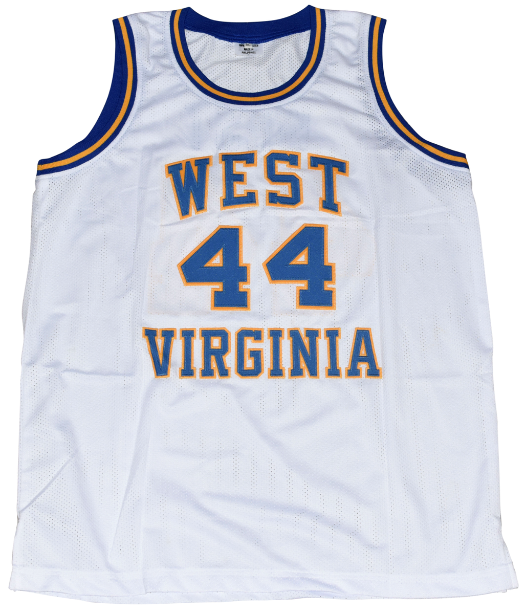JERRY WEST SIGNED WEST VIRGINIA MOUNTAINEERS #44 WHITE BASKETBALL
