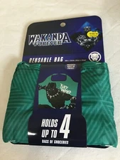 Marvel Black Panther Wakanda Forever Reusable Bag Holds up to 4 Bags Groceries