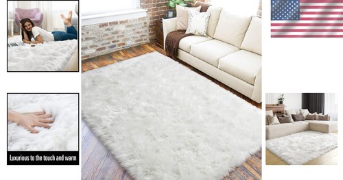 Luxury Soft Faux Fur 4x6 Feet Washable Rug - Cozy Bedroom & Living Room Decor - Picture 2 of 10