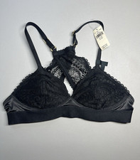 Aerie Bra Womens 32A Wireless Push Up Black Paisley Lace Real Power Racerback