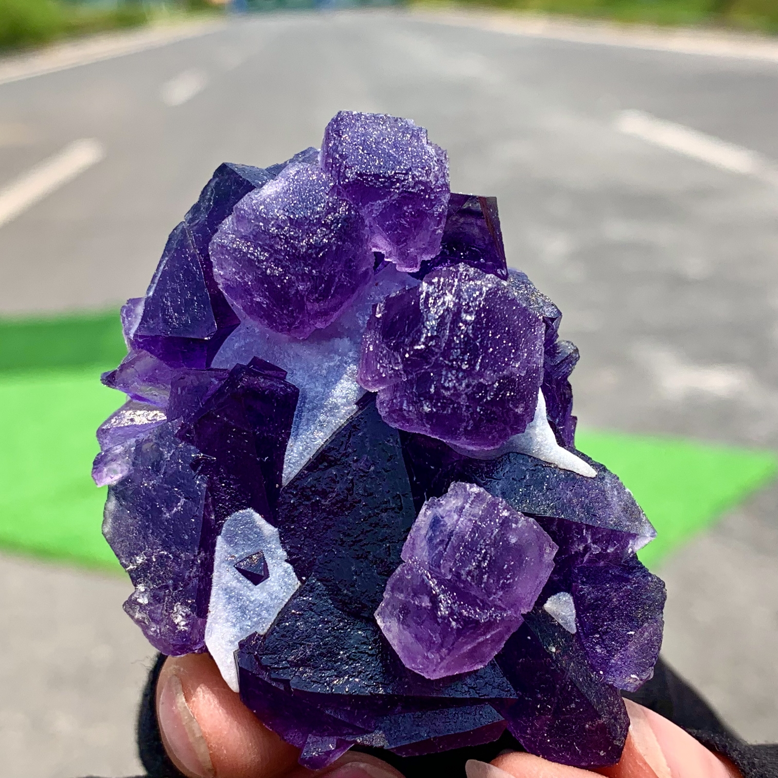 82G Rare Purple Transparent Cubic Fluorite Crystal Mineral Specimen from China